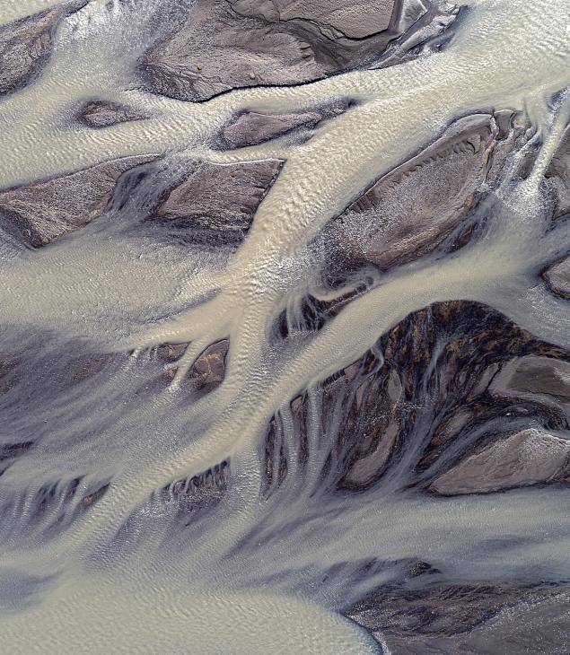 Glacial river flows Iceland